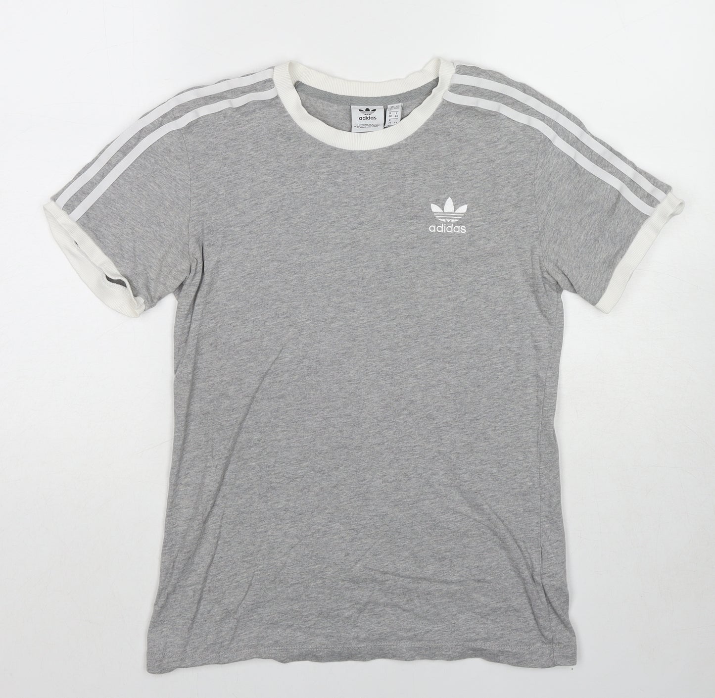 adidas Womens Grey Cotton Basic T-Shirt Size 12 Round Neck