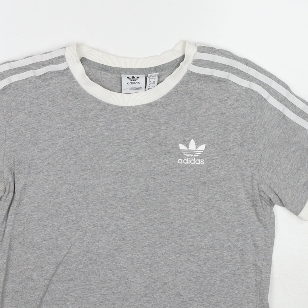 adidas Womens Grey Cotton Basic T-Shirt Size 12 Round Neck