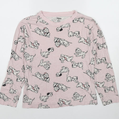 Disney Womens Pink Geometric Cotton Basic T-Shirt Size 6 Crew Neck - 101 Dalmatians