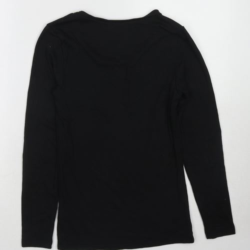 Marks and Spencer Womens Black Acrylic Basic T-Shirt Size 12 Round Neck