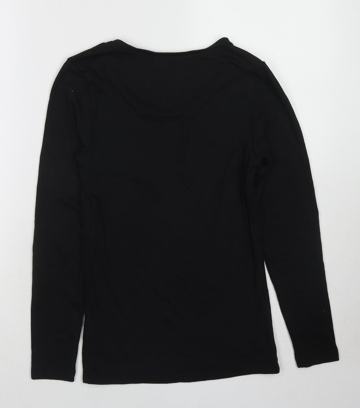 Marks and Spencer Womens Black Acrylic Basic T-Shirt Size 12 Round Neck