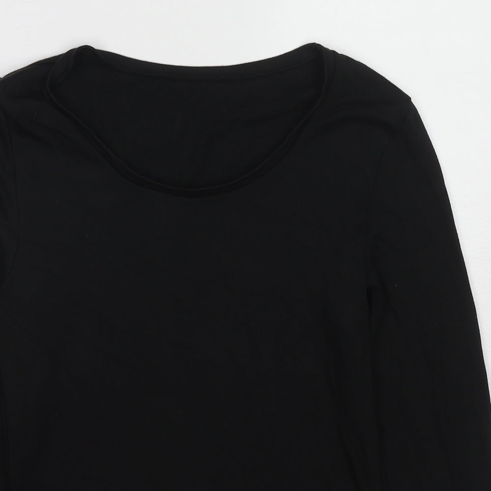 Marks and Spencer Womens Black Acrylic Basic T-Shirt Size 12 Round Neck