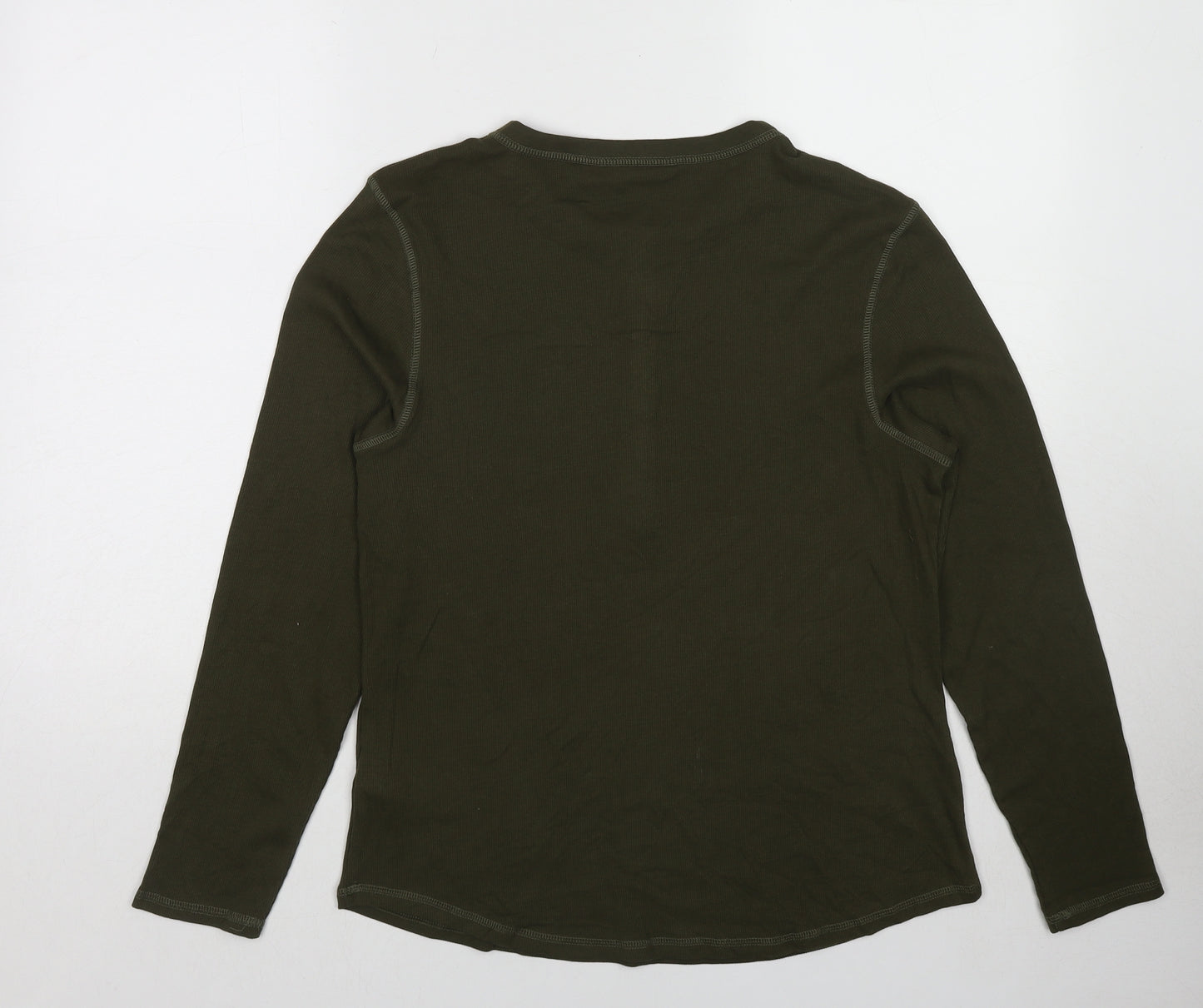 Marks and Spencer Womens Green Cotton Basic T-Shirt Size 16 Round Neck