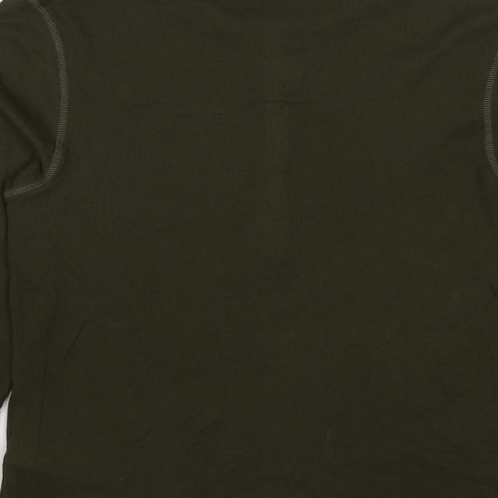 Marks and Spencer Womens Green Cotton Basic T-Shirt Size 16 Round Neck
