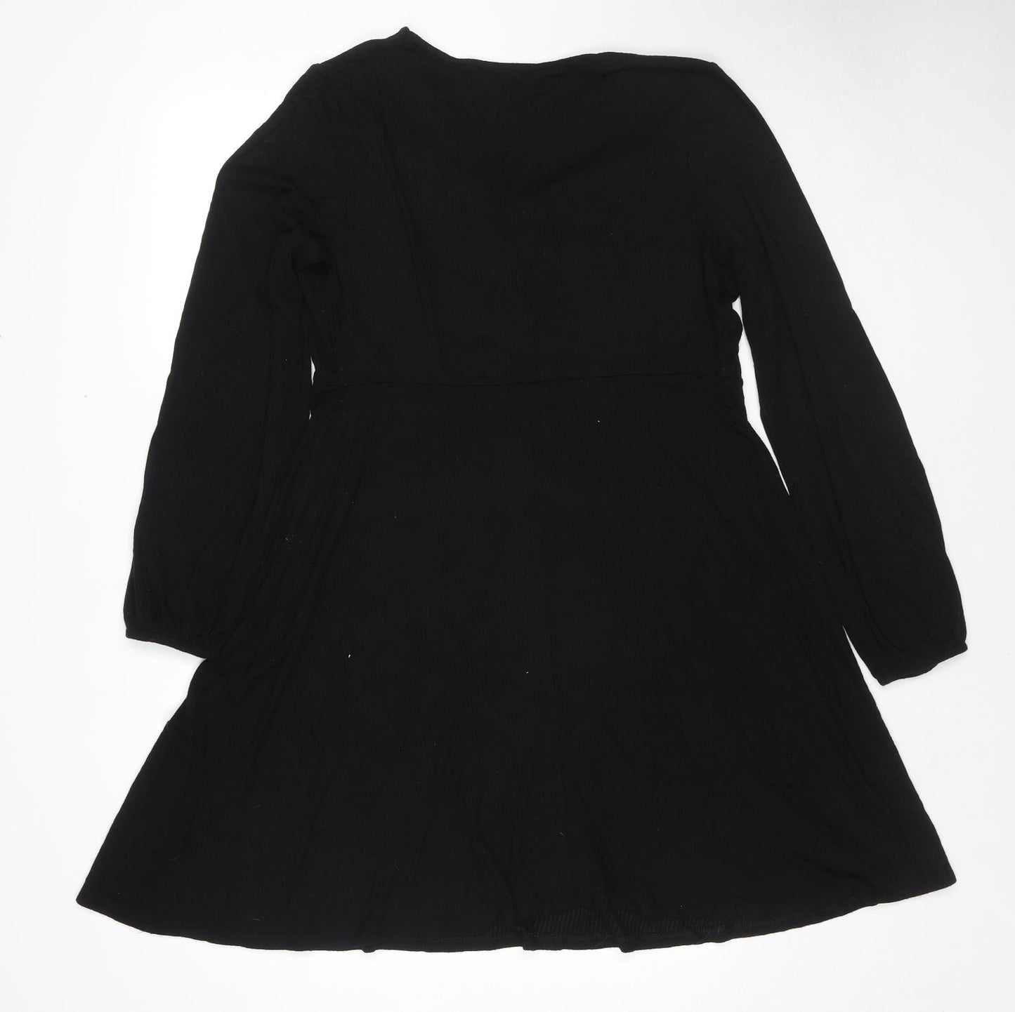 Simply Be Womens Black Viscose Jumper Dress Size 16 V-Neck Pullover