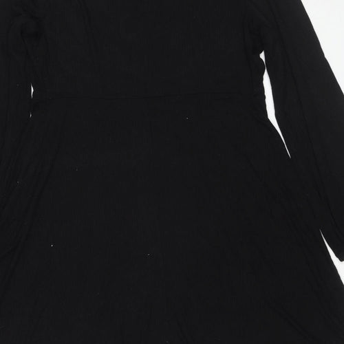 Simply Be Womens Black Viscose Jumper Dress Size 16 V-Neck Pullover