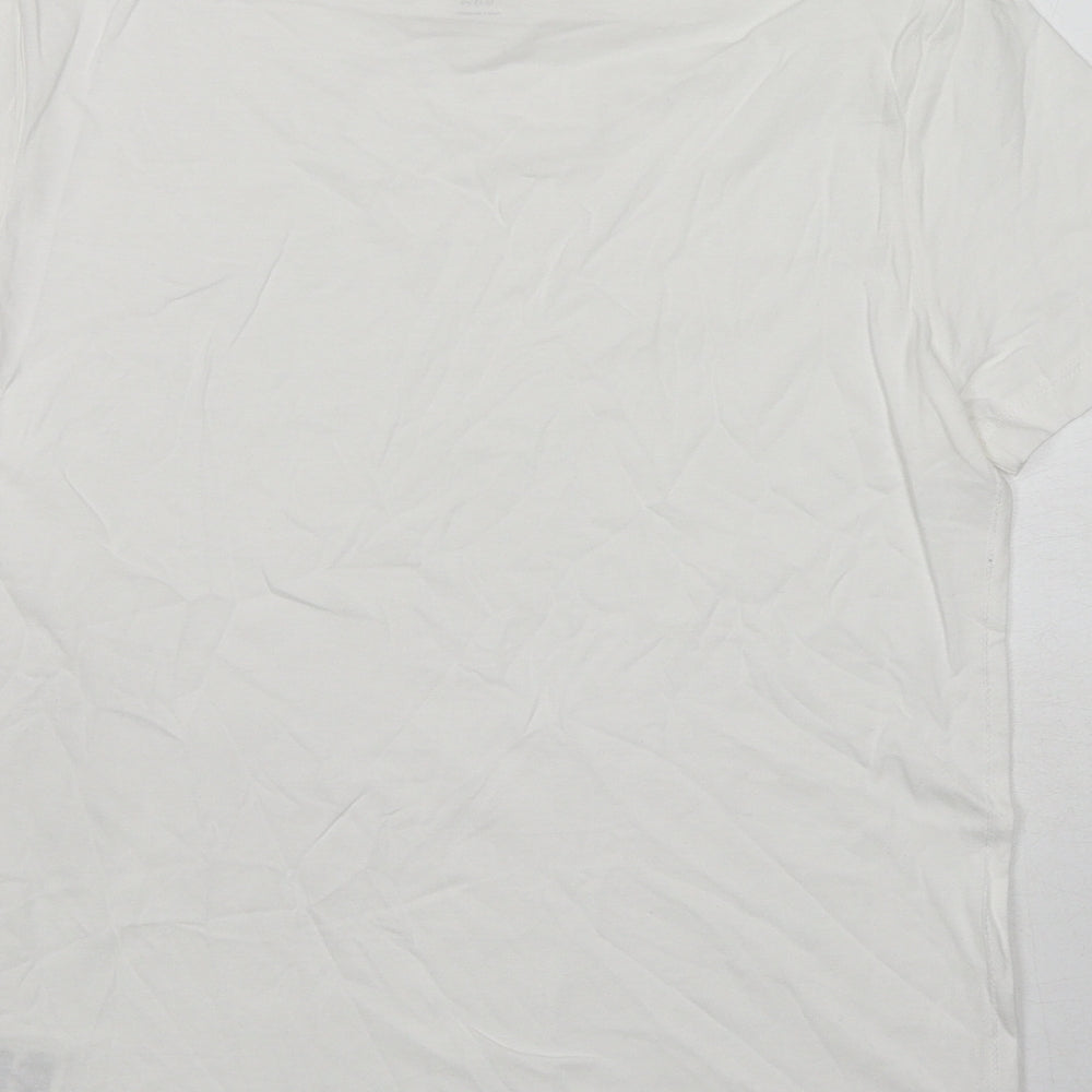 Marks and Spencer Boys White Cotton Pullover T-Shirt Size 12-13 Years Crew Neck Pullover