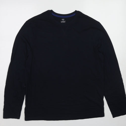 Marks and Spencer Mens Blue Cotton T-Shirt Size M Round Neck