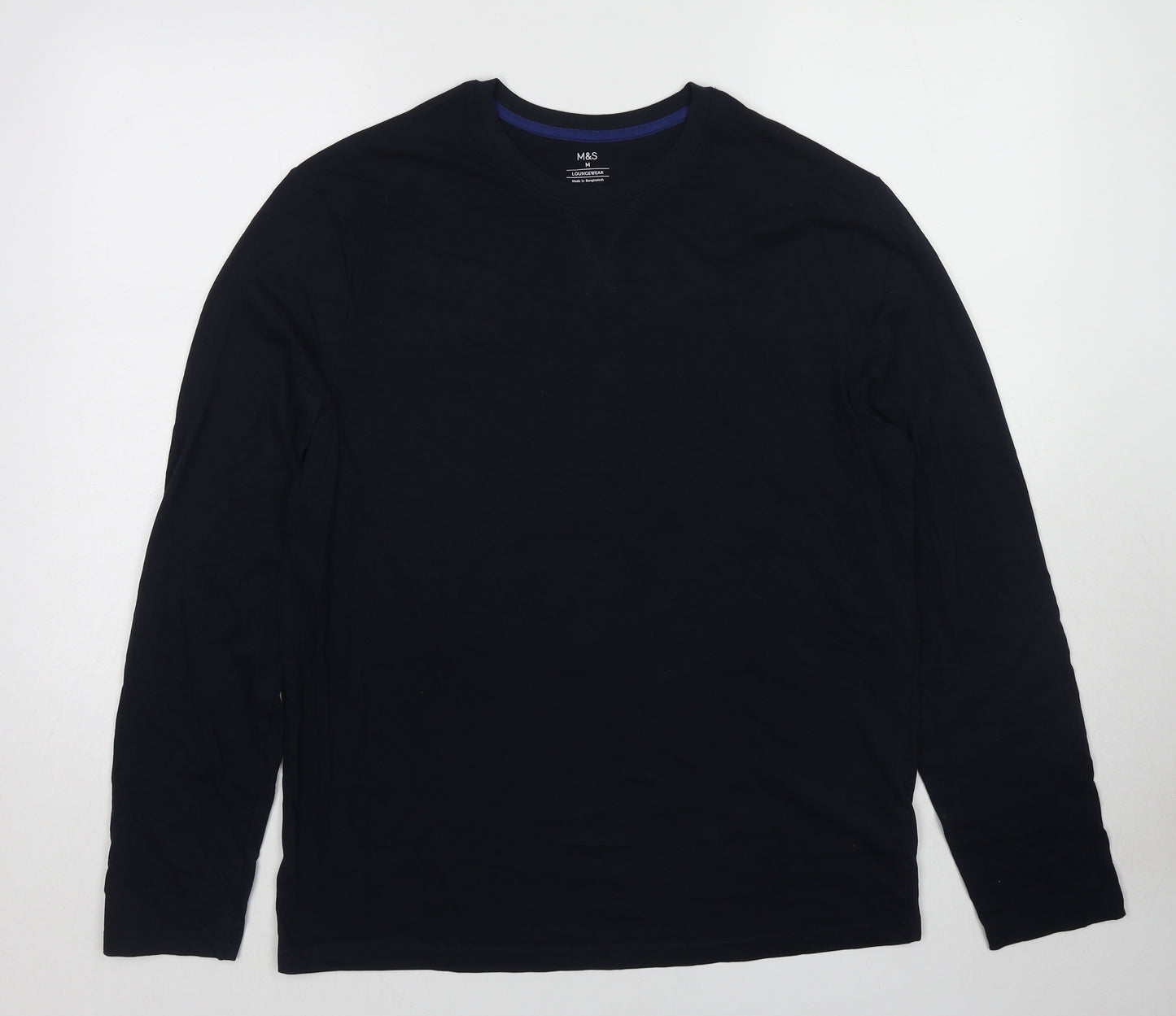 Marks and Spencer Mens Blue Cotton T-Shirt Size M Round Neck