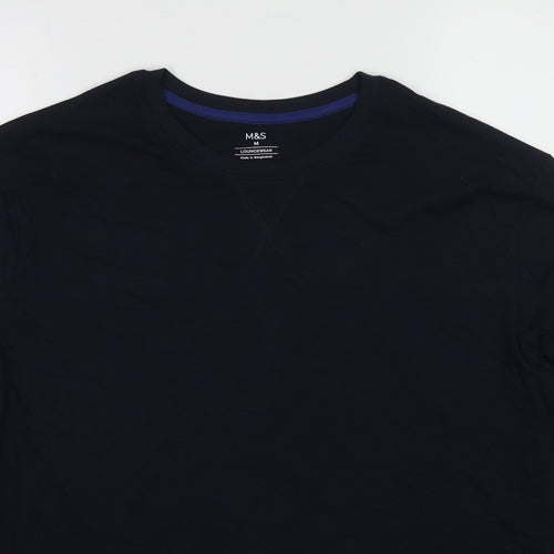 Marks and Spencer Mens Blue Cotton T-Shirt Size M Round Neck