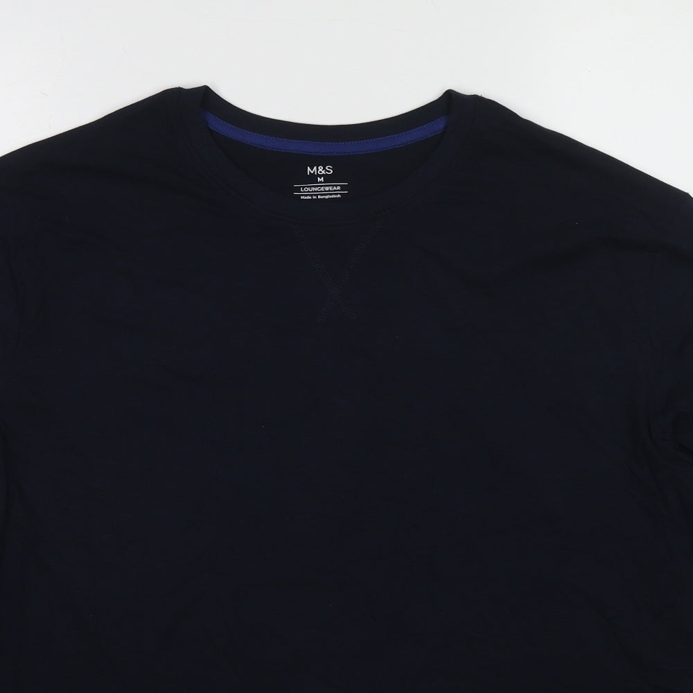 Marks and Spencer Mens Blue Cotton T-Shirt Size M Round Neck