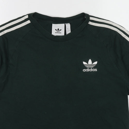 adidas Mens Green Cotton T-Shirt Size S Round Neck