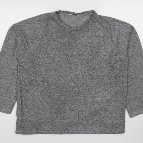 Zara Womens Grey Polyester Pullover Sweatshirt Size L Pullover
