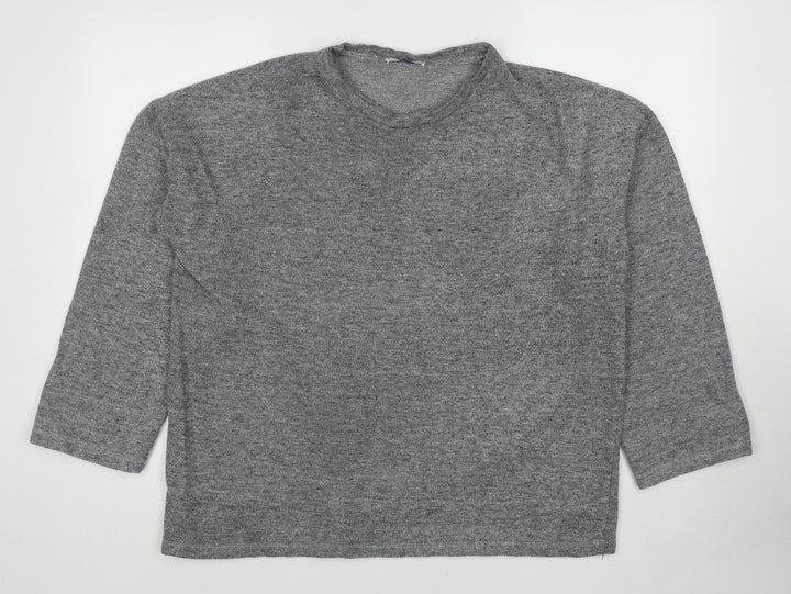 Zara Womens Grey Polyester Pullover Sweatshirt Size L Pullover