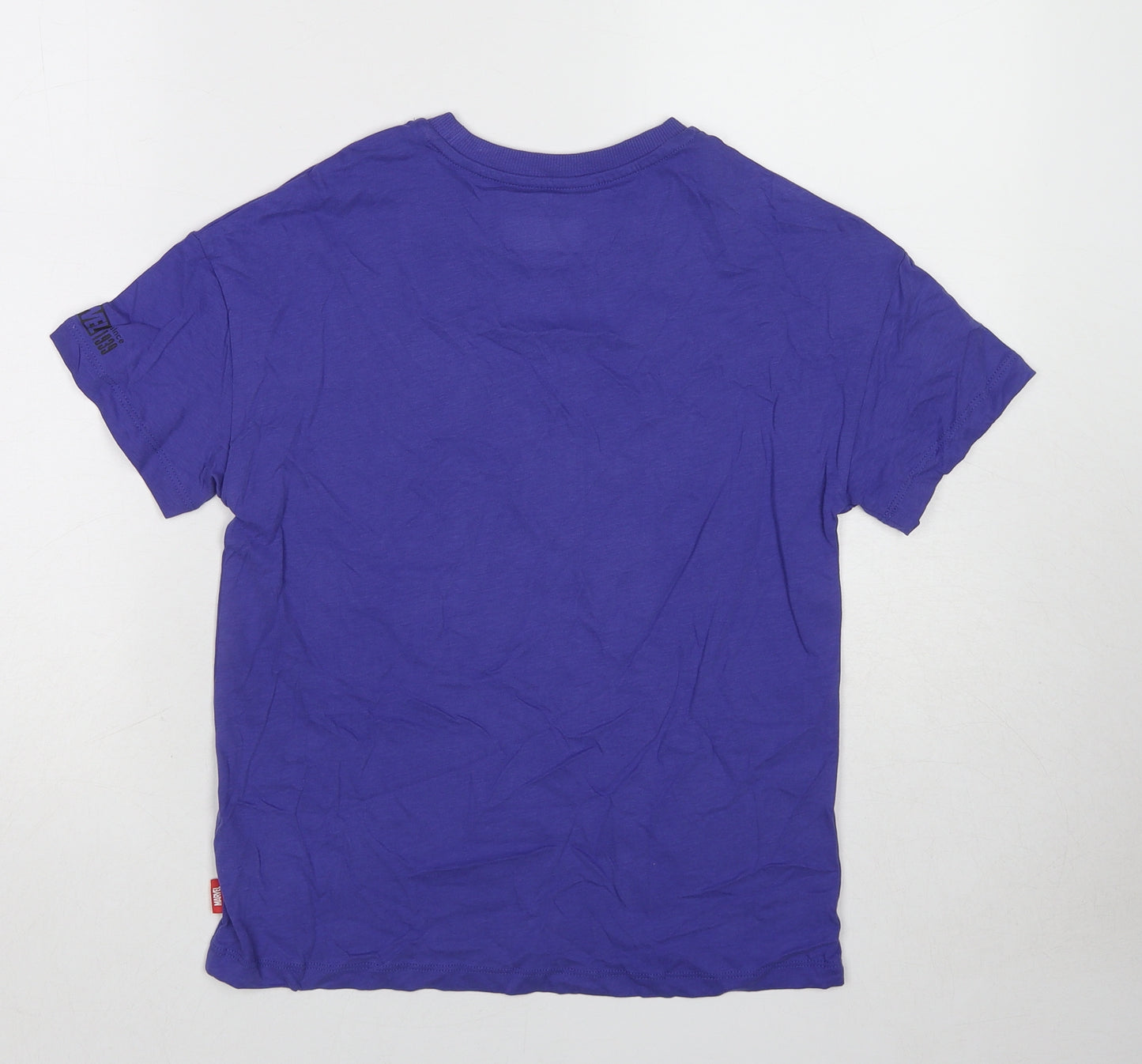 Marks and Spencer Girls Purple Cotton Pullover T-Shirt Size 10-11 Years Crew Neck Pullover - Marvel
