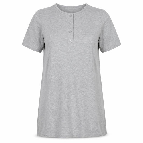 Boohoo Womens Grey Polyester T-Shirt Dress Size 12 Round Neck Button
