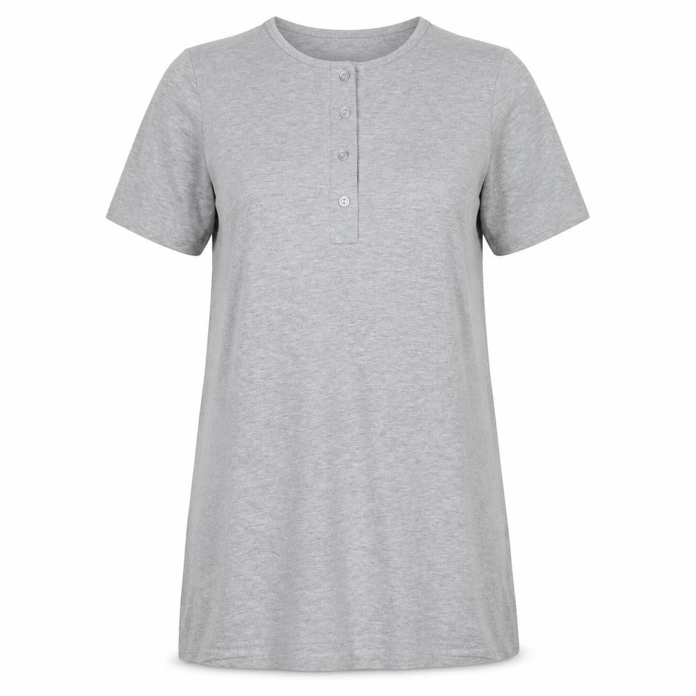 Boohoo Womens Grey Polyester T-Shirt Dress Size 12 Round Neck Button