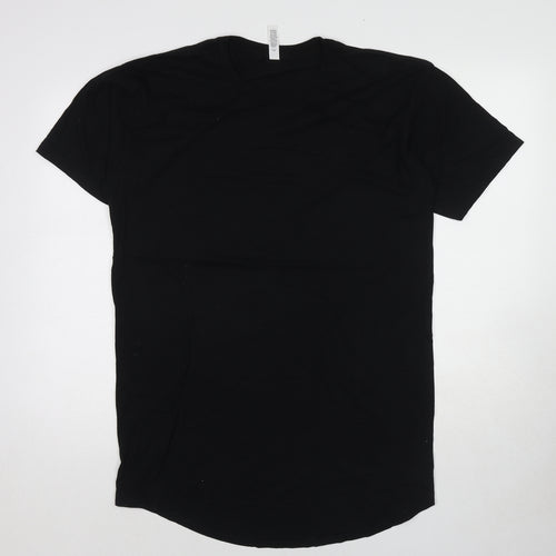 Bella + Canvas Womens Black Cotton T-Shirt Dress Size L Round Neck Pullover