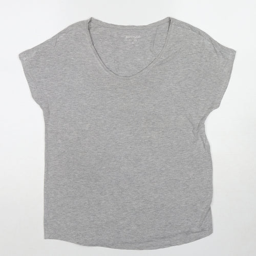 Betty&Co Womens Grey Polyester Basic T-Shirt Size M Scoop Neck