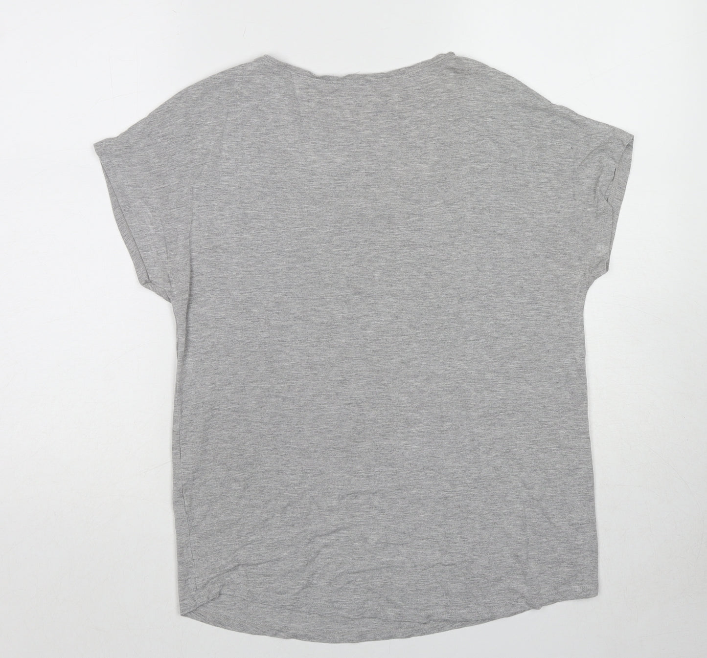 Betty&Co Womens Grey Polyester Basic T-Shirt Size M Scoop Neck
