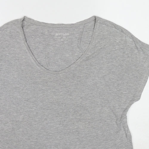 Betty&Co Womens Grey Polyester Basic T-Shirt Size M Scoop Neck
