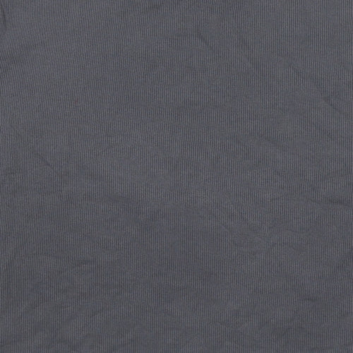 Topshop Womens Grey Cotton Basic T-Shirt Size 12 Mock Neck - Ribbed