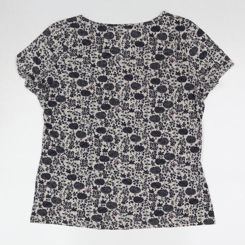 Per Una Womens Multicoloured Geometric Cotton Basic T-Shirt Size 12 Boat Neck - Tree Pattern