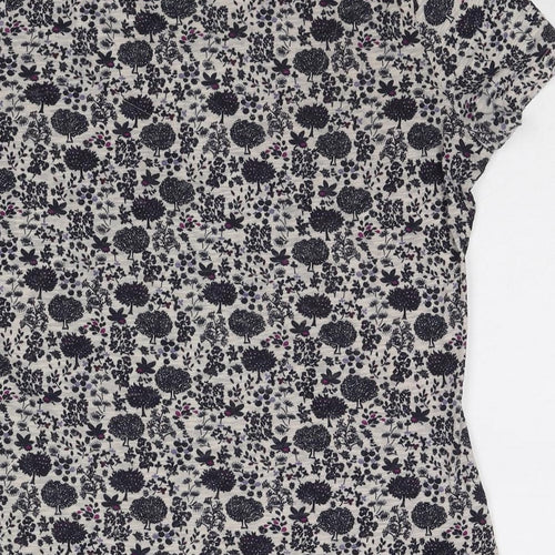 Per Una Womens Multicoloured Geometric Cotton Basic T-Shirt Size 12 Boat Neck - Tree Pattern