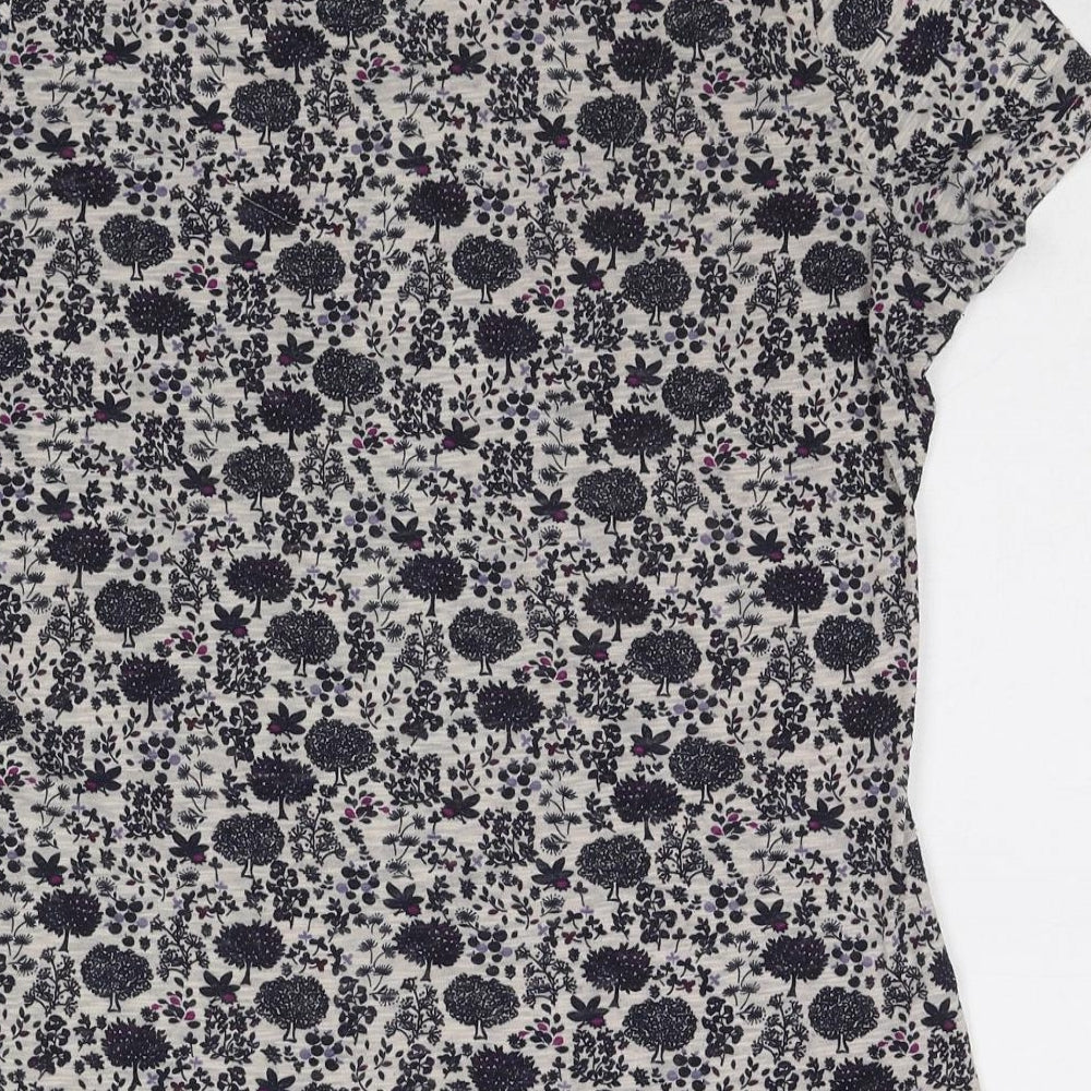 Per Una Womens Multicoloured Geometric Cotton Basic T-Shirt Size 12 Boat Neck - Tree Pattern