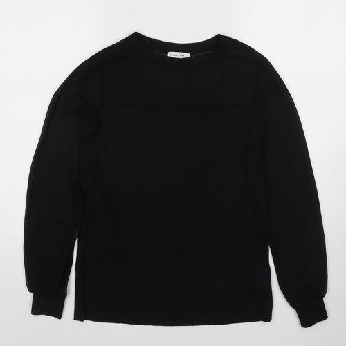 Warehouse Womens Black Polyester Basic T-Shirt Size 8 Round Neck