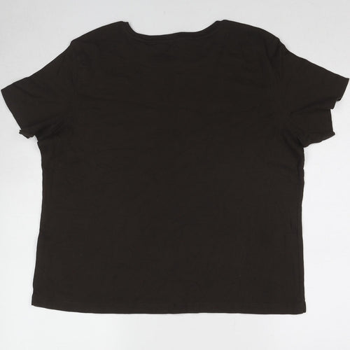 Bonmarché Womens Brown Cotton Basic T-Shirt Size L Round Neck