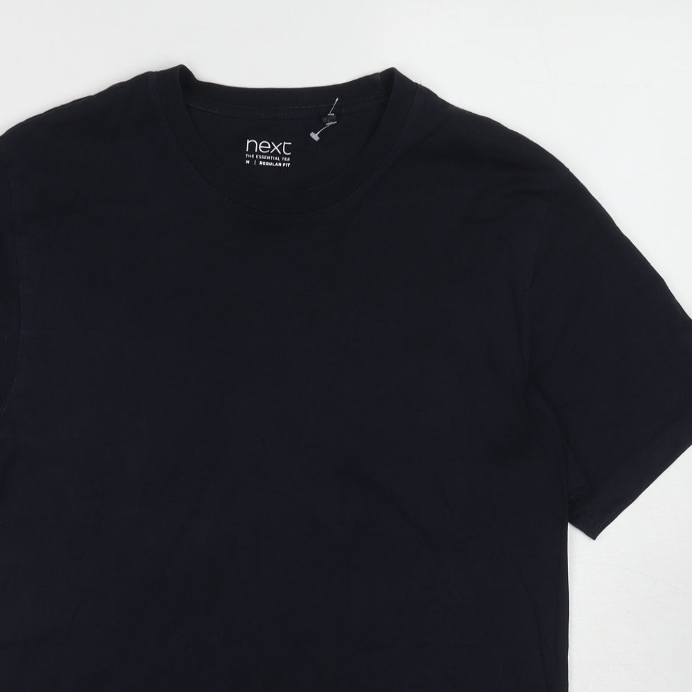NEXT Mens Black Cotton T-Shirt Size M Round Neck