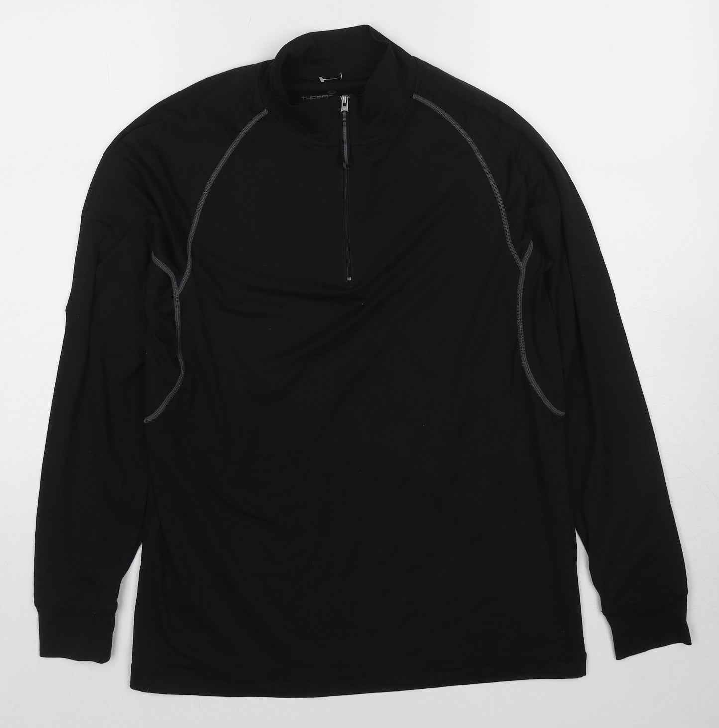 Thermo Layer Mens Black Cotton Pullover Sweatshirt Size M