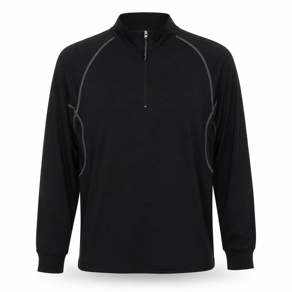Front view of Thermo Layer men’s black cotton pullover sweatshirt, size M