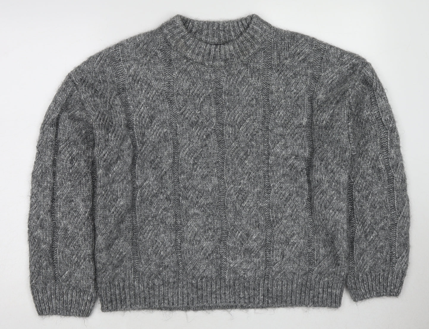 Marks and Spencer Womens Grey Round Neck Acrylic Pullover Jumper Size M