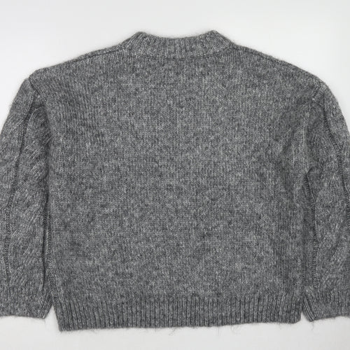 Marks and Spencer Womens Grey Round Neck Acrylic Pullover Jumper Size M