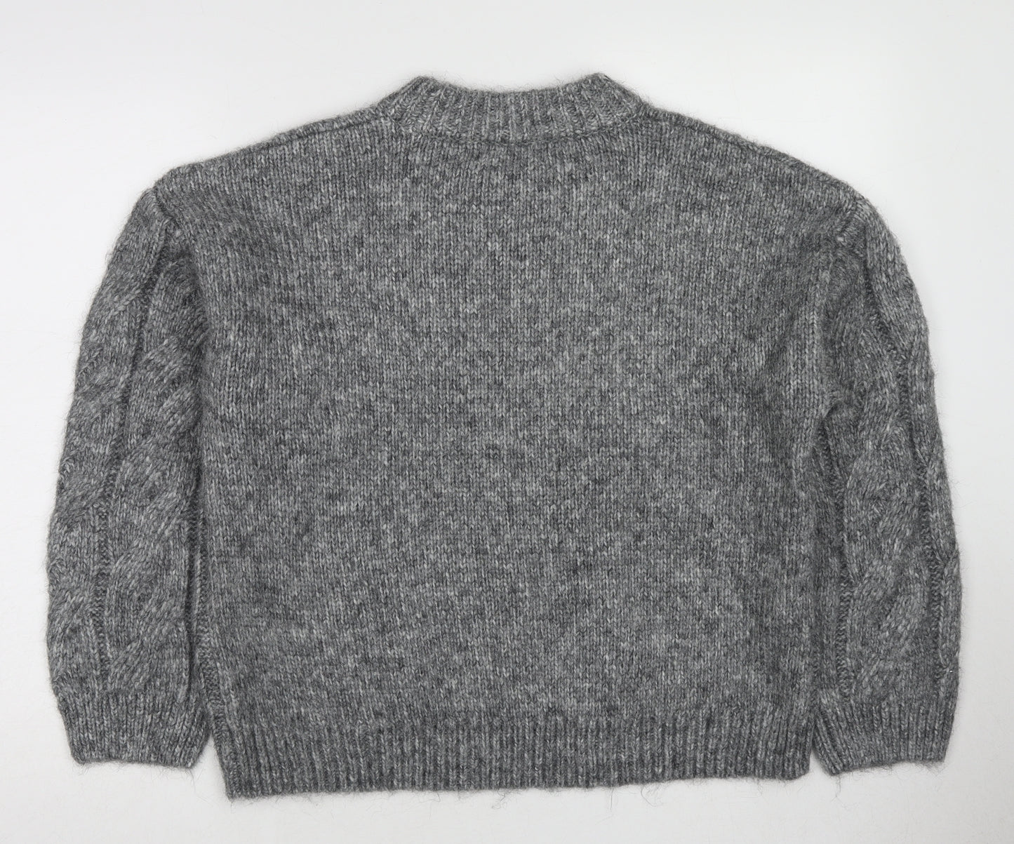 Marks and Spencer Womens Grey Round Neck Acrylic Pullover Jumper Size M