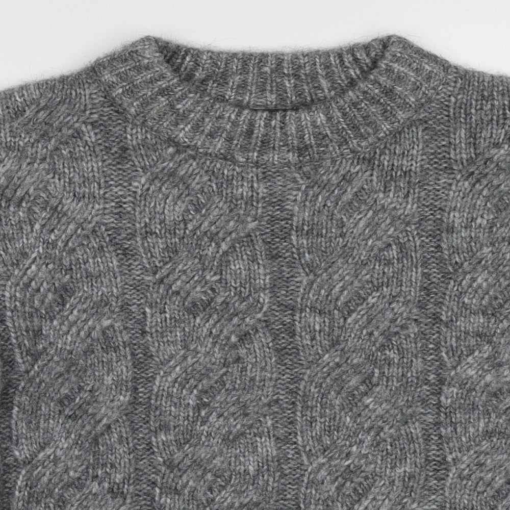 Marks and Spencer Womens Grey Round Neck Acrylic Pullover Jumper Size M