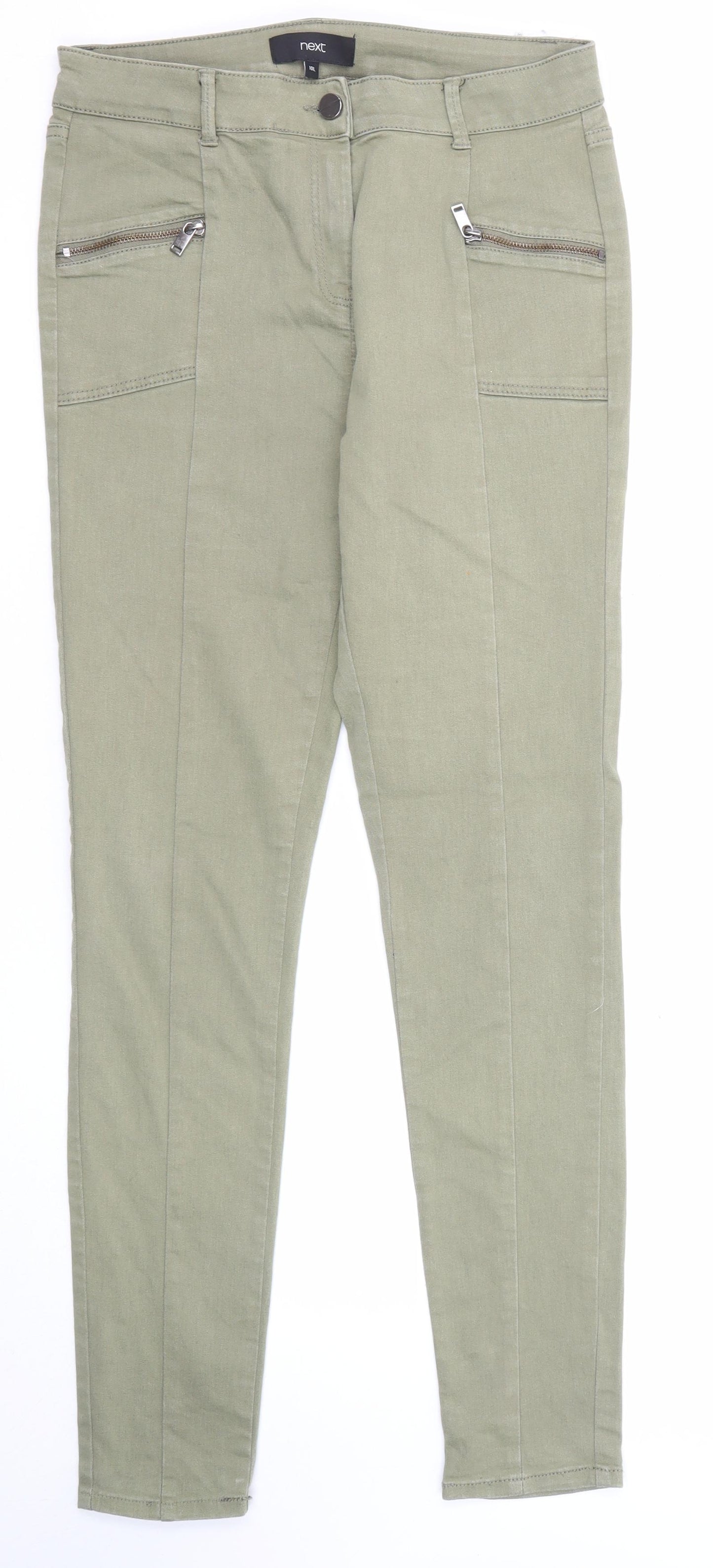 NEXT Womens Green Cotton Skinny Jeans Size 10 Regular Zip