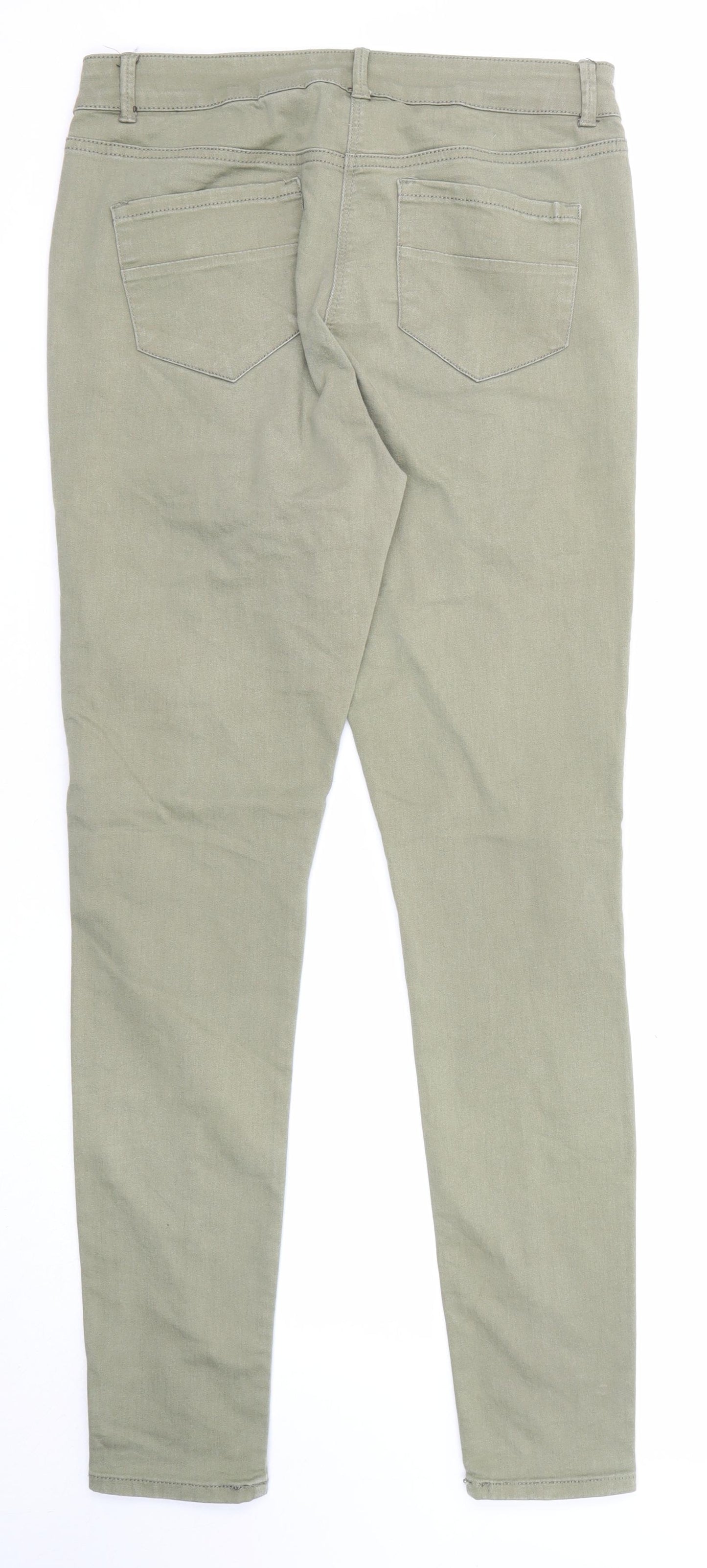 NEXT Womens Green Cotton Skinny Jeans Size 10 Regular Zip