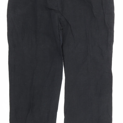 Wills Classic Womens Black Linen Trousers Size 32 in L31 in Regular Zip