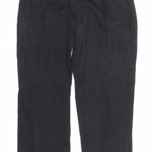 Wills Classic Womens Black Linen Trousers Size 32 in L31 in Regular Zip