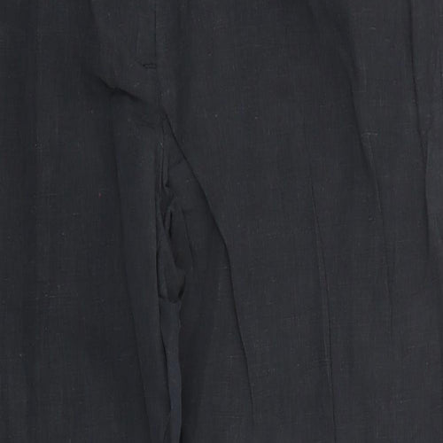 Wills Classic Womens Black Linen Trousers Size 32 in L31 in Regular Zip
