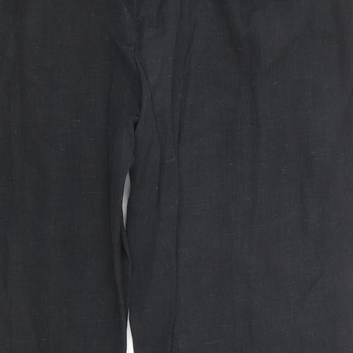 Wills Classic Womens Black Linen Trousers Size 32 in L31 in Regular Zip