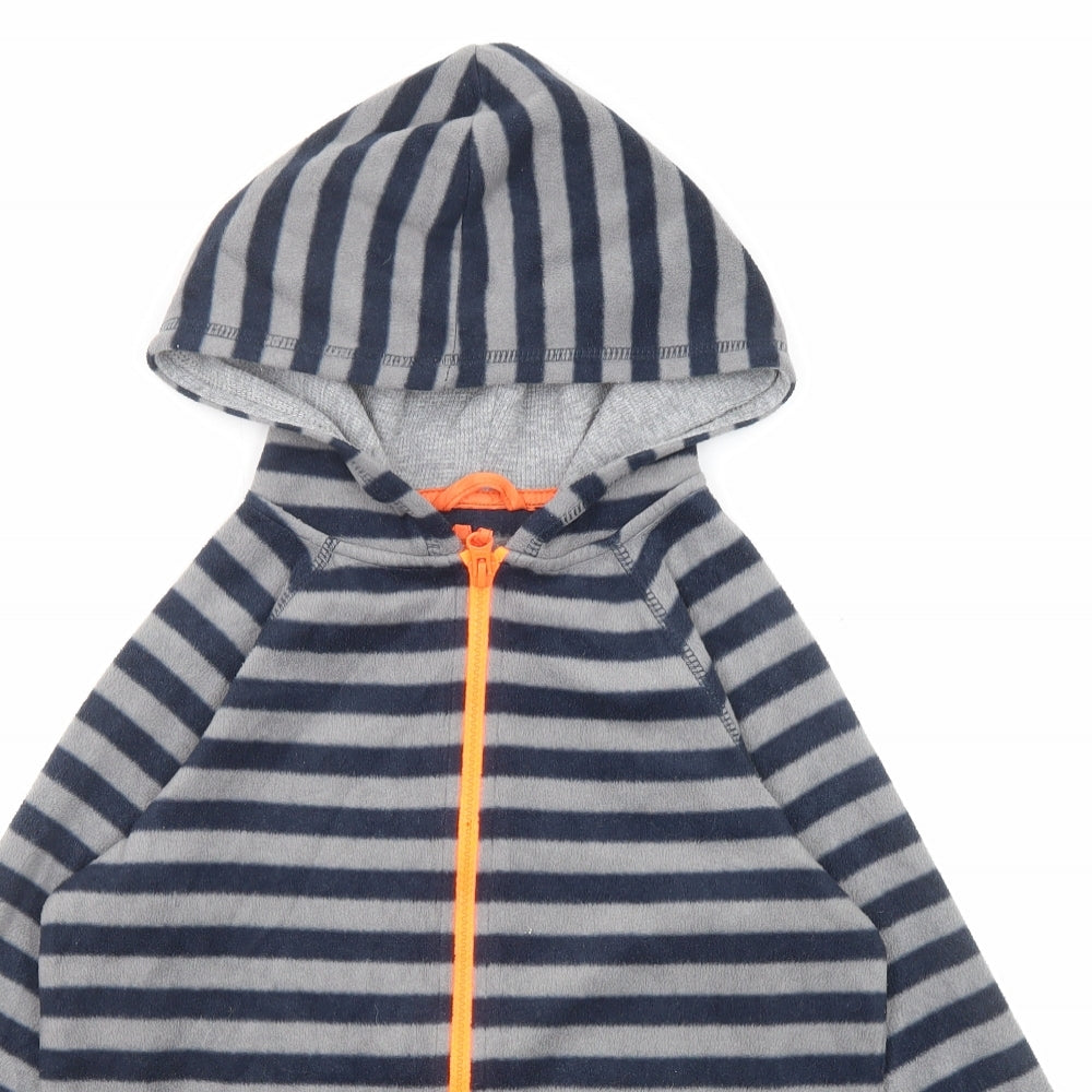 Mini Boden Boys Grey Striped Track Jacket Jacket Size 9-10 Years Zip