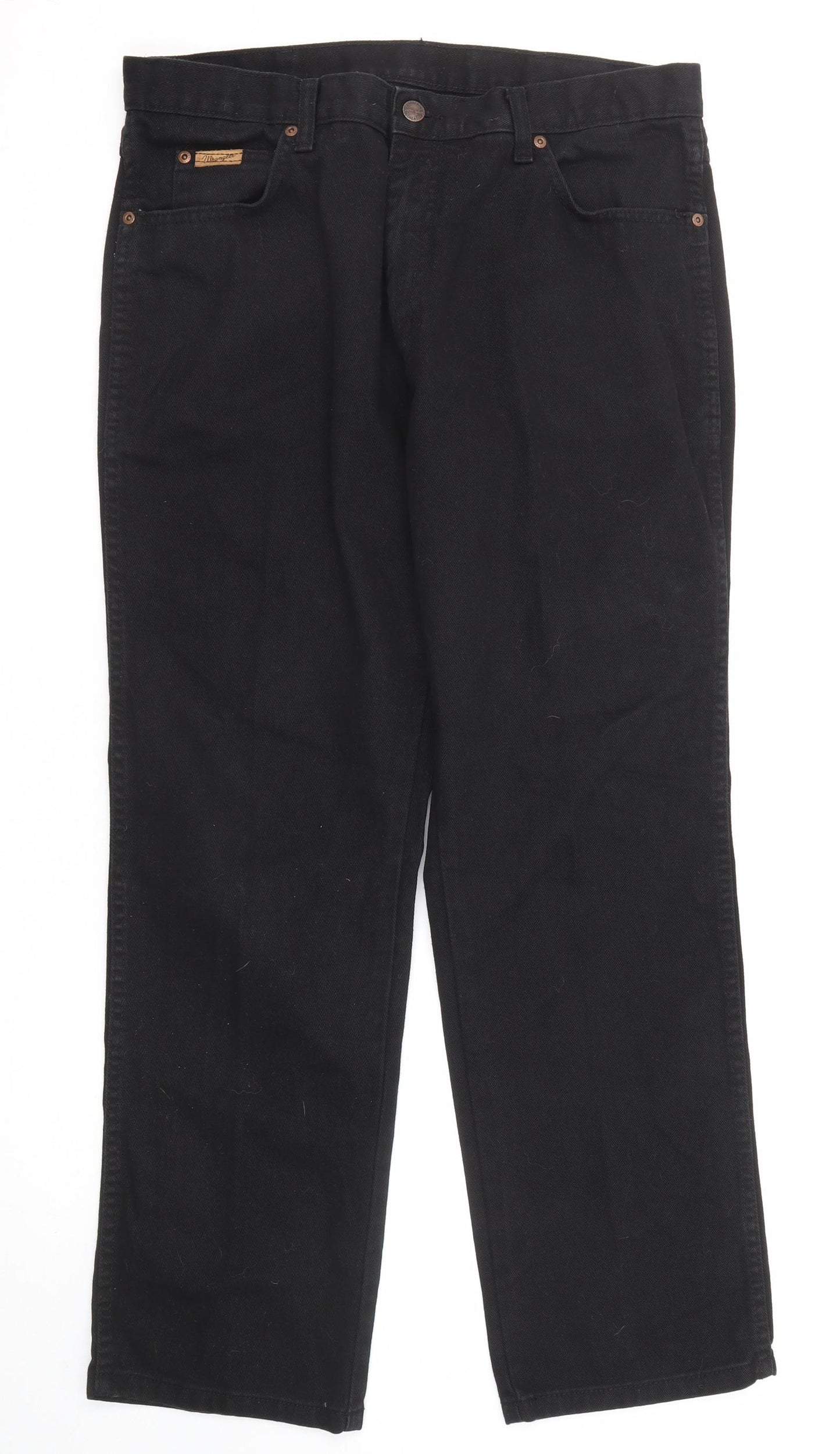 Wrangler Mens Black Cotton Straight Jeans Size 33 in Regular Zip