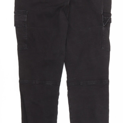 I SAW IT FIRST Womens Black Cotton Straight Jeans Size 16 Regular Zip - Cargo