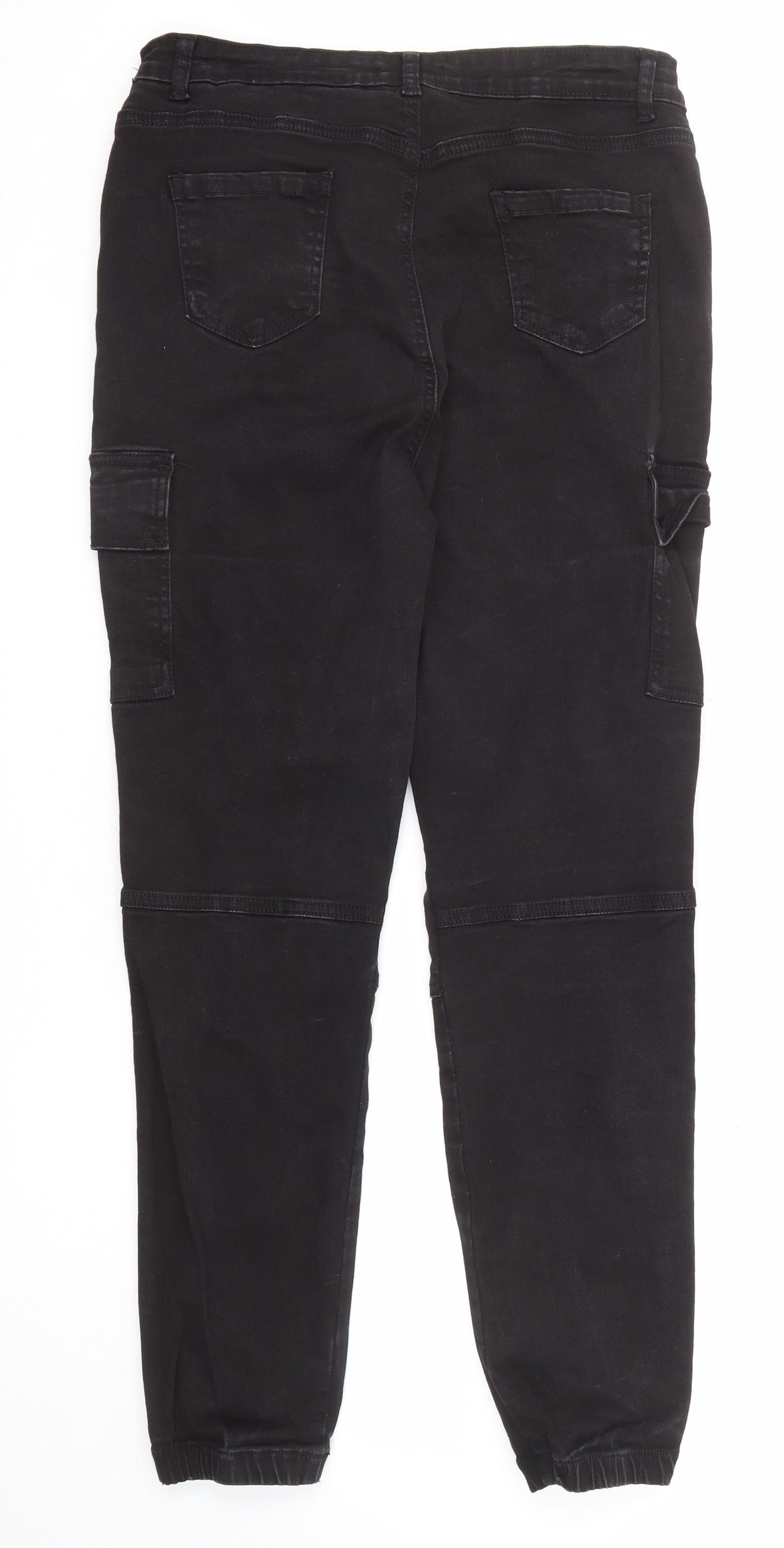 I SAW IT FIRST Womens Black Cotton Straight Jeans Size 16 Regular Zip - Cargo