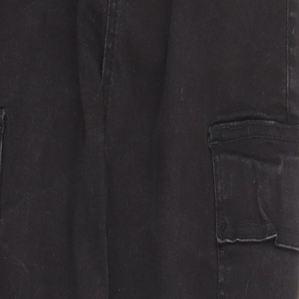 I SAW IT FIRST Womens Black Cotton Straight Jeans Size 16 Regular Zip - Cargo