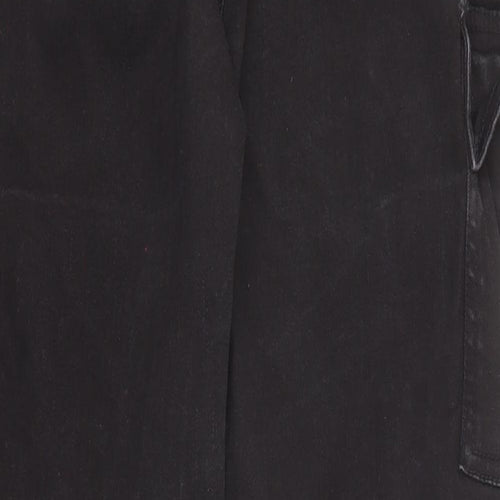 I SAW IT FIRST Womens Black Cotton Straight Jeans Size 16 Regular Zip - Cargo